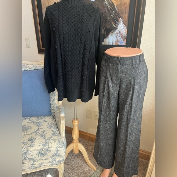 NWT Spiegel Smooth Tweed Wide Leg Pants Size 4 Front Pleats